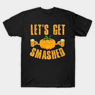 Mens Lets Get Smashed Funny Pumpkin Halloween Apparel Item T-Shirt